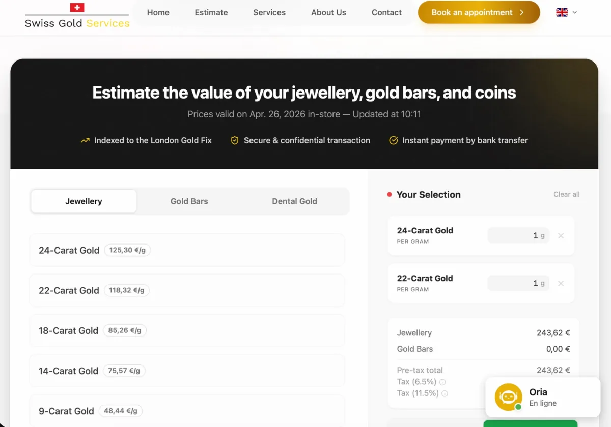 Precious Metals Website with Live Pricing and Calculator